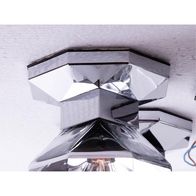 Cubist Chrome Flush Mounts or Sconces by Motoko Ishii for Staff, 1970s, Set of 9 For Sale - Image 4 of 9