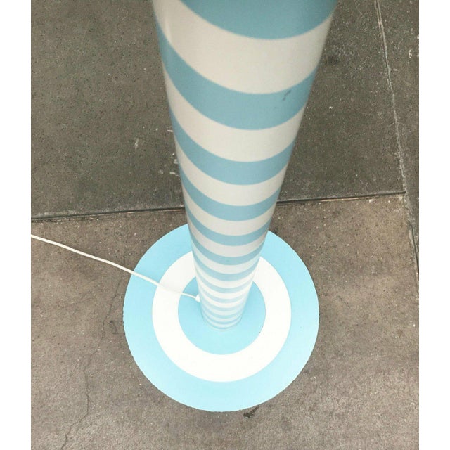 1980s Postmodern German Table and Floor Lamp with Light Blue and White Swirl Pattern, 1980s, Set of 2 For Sale - Image 5 of 18