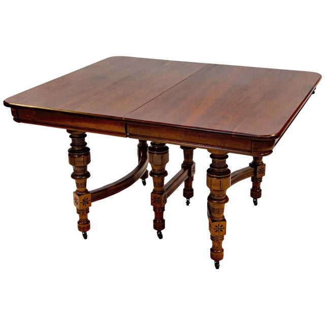 Eastlake Victorian Walnut Dining Table With Two Leaves Chairish