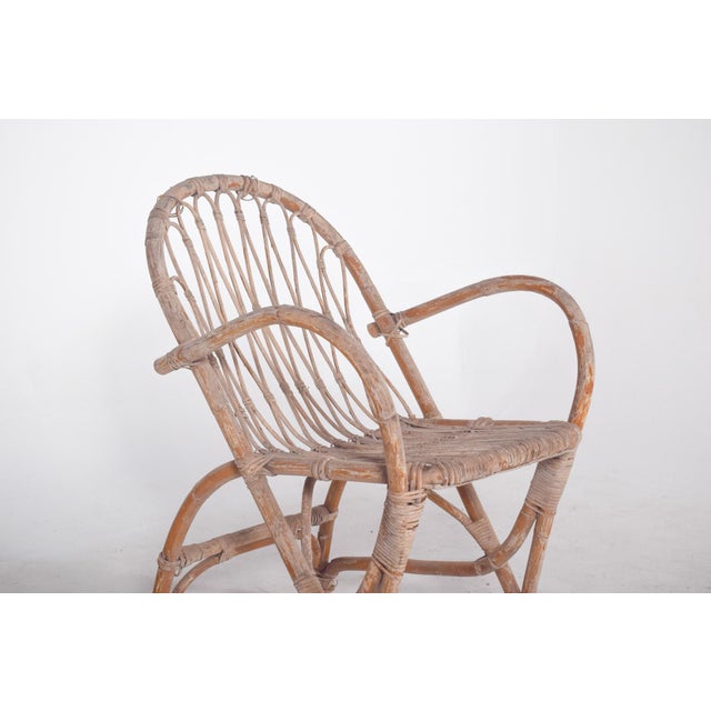 Beige Vitage Wicker Armchair by Unknown for Unknown, 1950 For Sale - Image 8 of 13