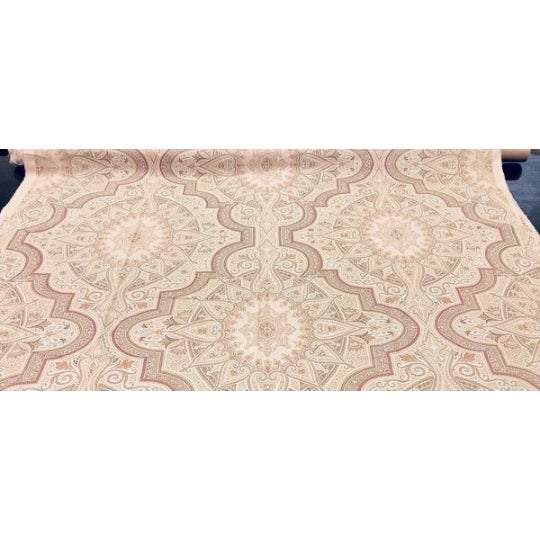 Moroccan Ralph Lauren Cotton Beige Rusty Red Moroccan Medallion Upholstery Drapery Fabric For Sale - Image 3 of 4