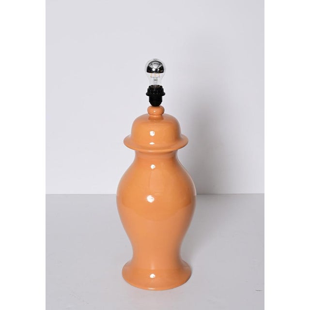 Italian Glazed Ceramic Table Lamp by Tommaso Barbi, 1960s For Sale - Image 12 of 15