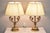 Vintage French Regency Style Brass Swans Candelabra Table Lamps with Pleated Shades- a Pair. Circa Late 20th Century....