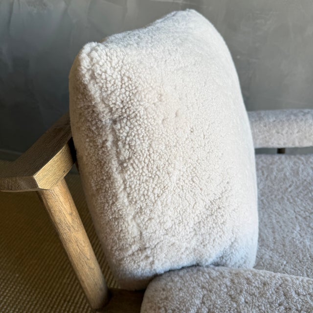 White Frances White Oak Chair Upholstered in 100% Genuine Sheepskin For Sale - Image 8 of 12