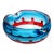 Fratelli Toso Murano Blue With Red Crown Decor Flower Millefiori Center Italian Vintage Art Glass Bowl Ashtray For Sale