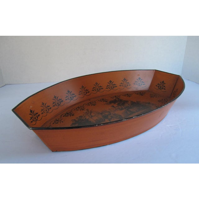 Italian Tole Burnt Orange Decorative Bowl With Black Designs Chairish