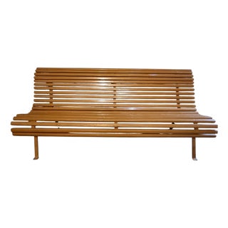 Mid-Century French Pine Garden Bench, 1960s For Sale