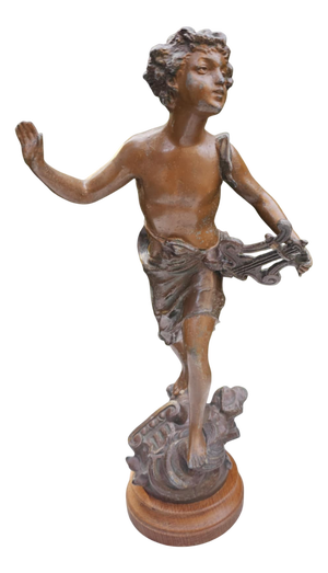 Pre-War Figurine of Boy with a Harp, 1890s-1900s