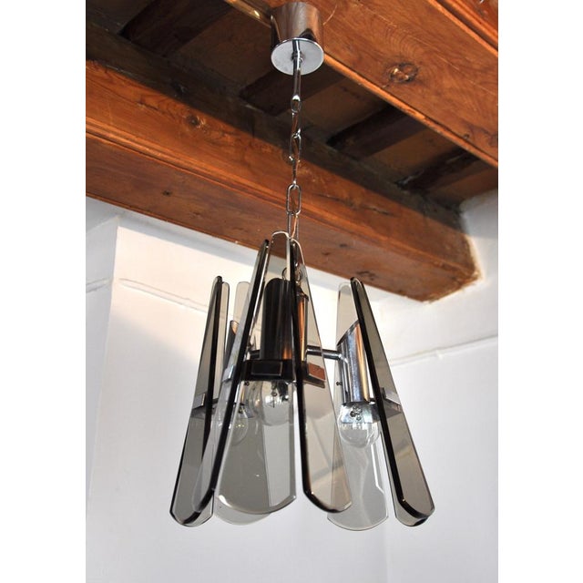 Hollywood Regency Pendant Lamp with 3 Arms in Black Murano Glass from Veca, Italy, 1970s For Sale - Image 3 of 7