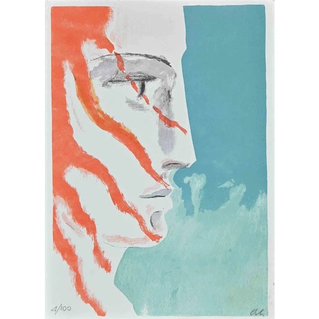 Modern Arturo Carmassi, Red Hair Profile, Lithograph, 1973 For Sale - Image 3 of 3