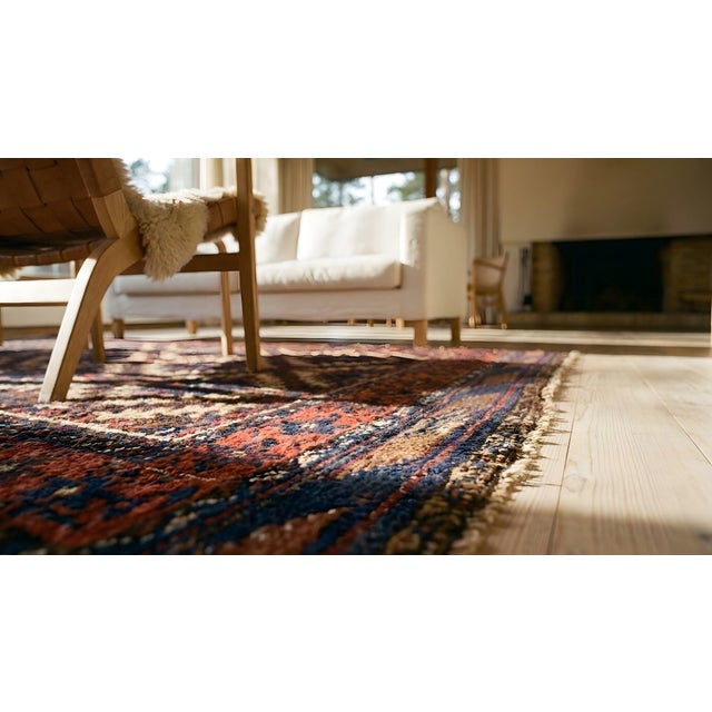 Superb Blue, Brown and Beige Color and Unique Tribal Design Baluch Rug For Sale - Image 10 of 12