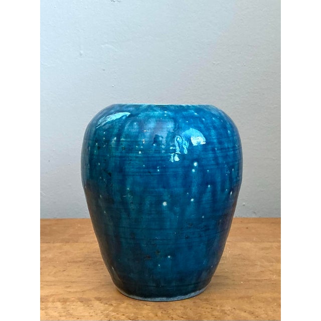 Vintage Glazed Ceramic Vase For Sale In West Palm - Image 6 of 12