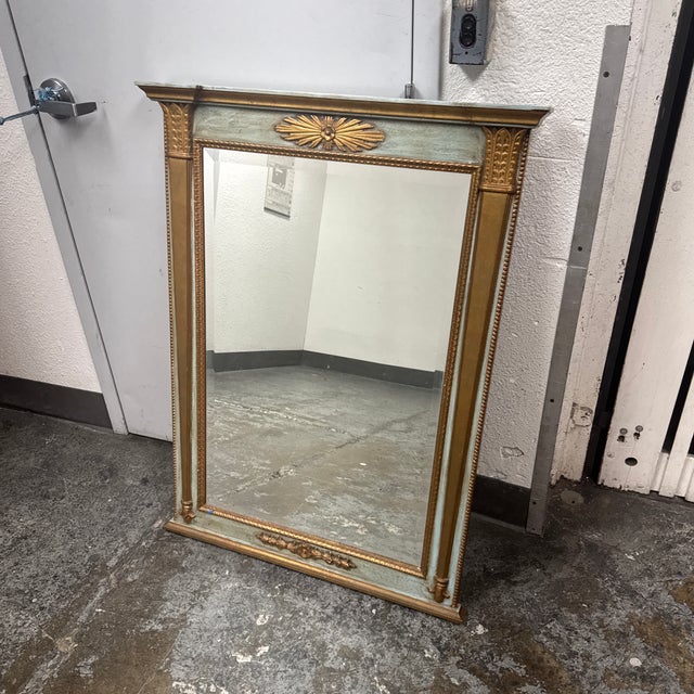 Neoclassical Style Giltwood Painted Wall Mirror, Vintage For Sale - Image 9 of 12