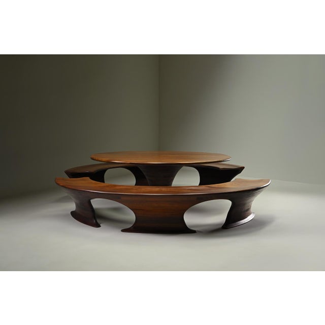 Oval dining set from Marc van Rampeberg for Rampelberg Designs, Kenya Africa. This sculptural dining set consists of an...