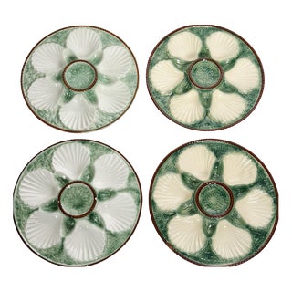 Majolica Oyster Plates, France, Set of 4 For Sale