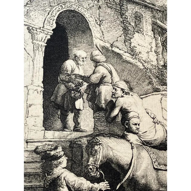 Printmaking Materials Vintage Rembrandt "The Good Samaritan" Etching Reproduction | Mid-Century Old Master Art Print on Hand-Laid Paper For Sale - Image 7 of 12