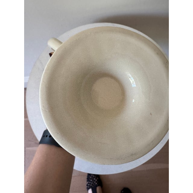 Ceramic Vintage Creamware Footed Pitcher With Embossed Classical Relief For Sale - Image 7 of 9