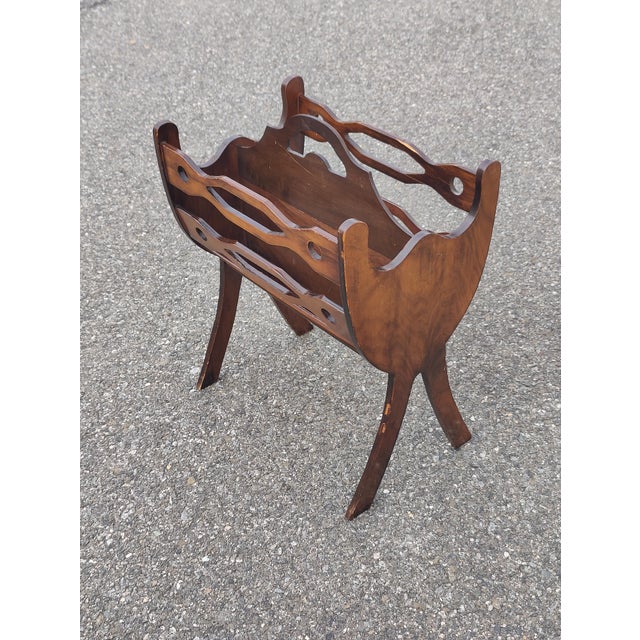 Traditional Mid 20th Century Vintage Georgian Style Wood Magazine Rack For Sale - Image 3 of 9