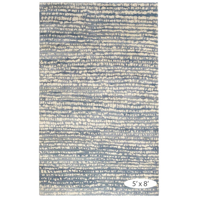 Dash & Albert Marie Flanigan for Dash & Albert Shepherd Pewter Blue Hand Knotted Wool Rug, 7' 6" x 9' 6" For Sale - Image 4 of 5