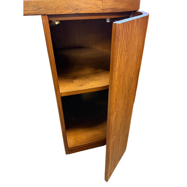 Brown Wonderful Reid Oval Warm Oak Wood Storage Desk Designed by Mermelada Estudio For Sale - Image 8 of 13