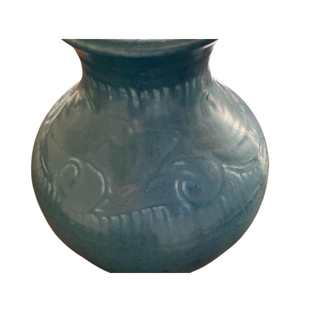 1920s Blue Ceramic Vase by Rockwood For Sale - Image 4 of 5