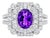 1970s 18K White Gold Diamond Amethyst Filigree Engagement Ring Estate, Size 7.75 For Sale