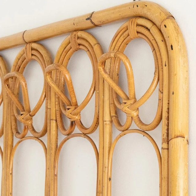 1960s 1960s Italian Bamboo and Rattan Wall Rack For Sale - Image 5 of 9