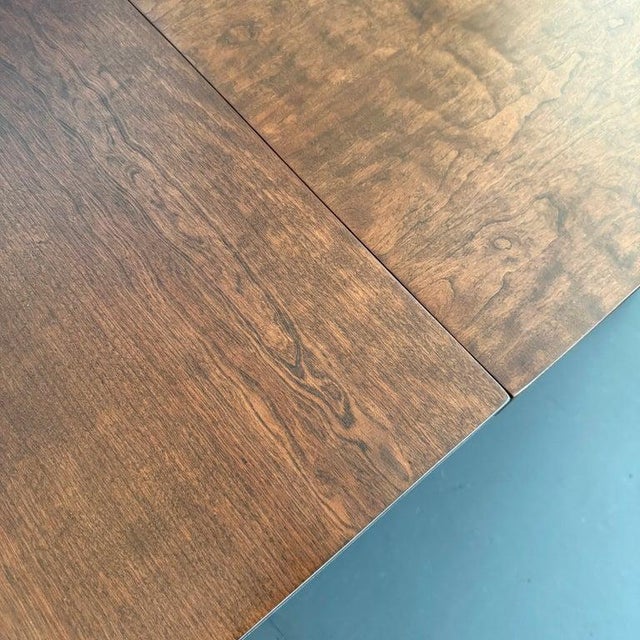 Swiss Mid-Century Modern Burl Walnut Chrome Extension Dining Table, John Stuart For Sale - Image 15 of 15