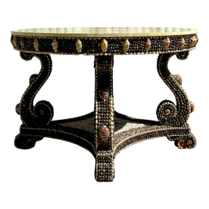 Vintage Coastal Shell Encrusted Center Hall Table