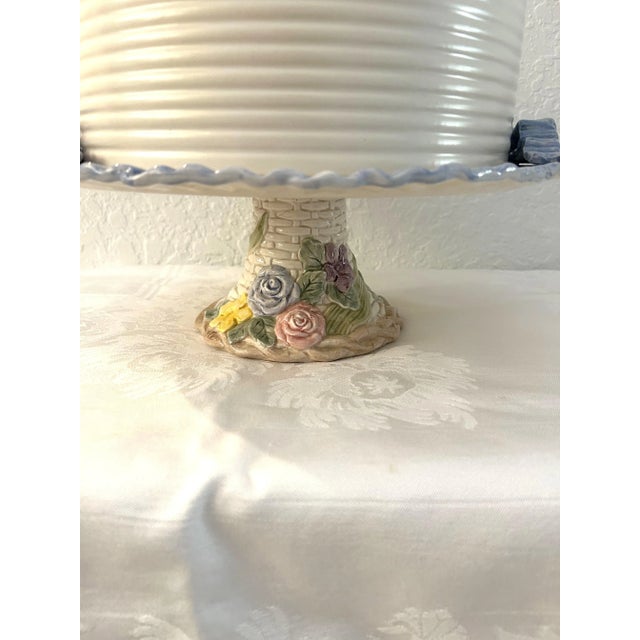 Vintage Traditional Ceramic "Happy Birthday" Domed Pedestal Cake Plate For Sale In West Palm - Image 6 of 8