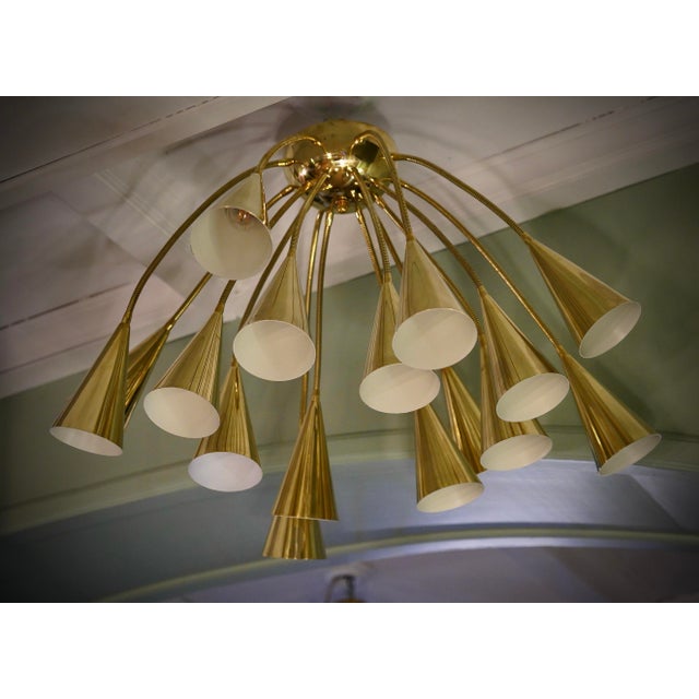 Gold Sputnik Semi Spherical Brass Chandelier and Pendant, 1990s For Sale - Image 8 of 10