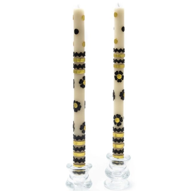 These new Mackinzie-Childs dinner candles are now discontinued, so quite rare. The black, metallic gold and white are...