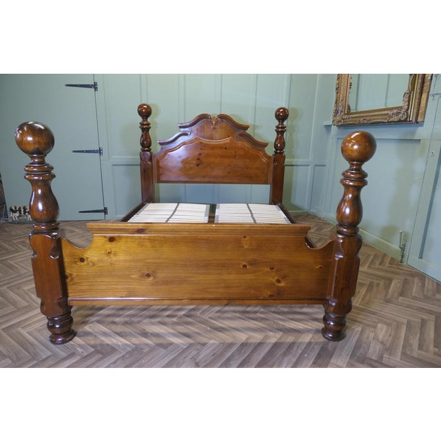 Chunky Pine King Size Double Bed, 1960 For Sale - Image 6 of 9
