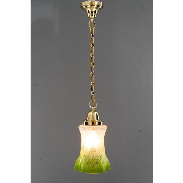 Art Nouveau Pendant with Green Glass Shade, Vienna, 1908 For Sale - Image 14 of 17