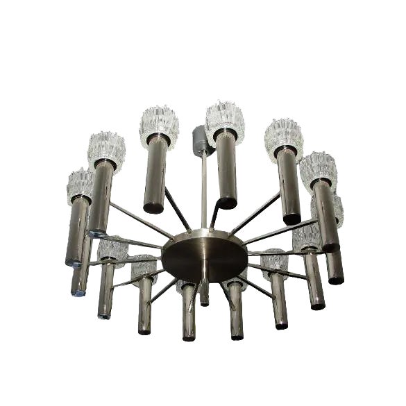 Vintage Metal Chandelier by Scolari, 1970s For Sale