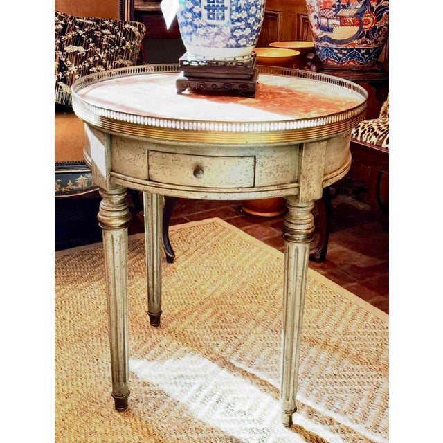 Late 20th Century Late 20th Century Louis XVI Style Gris Peinte Bouillotte Table For Sale - Image 5 of 5