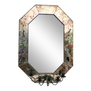 Vintage Venetian Mirror With Candle Holders For Sale