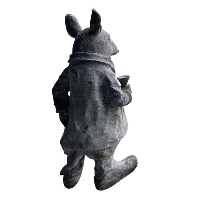 Vintage Cast Iron Anthropomorphic Gentleman Dandy Mouse Garden Statue For Sale In West Palm - Image 6 of 12