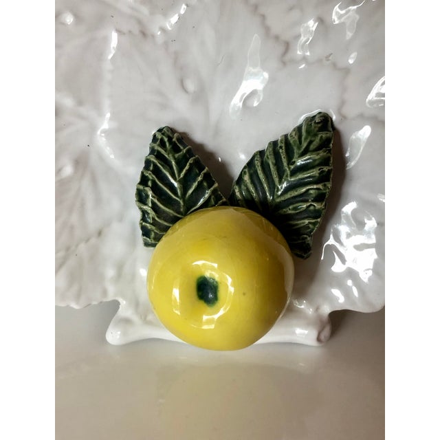 1970s Majolica Apple Leaf Decorative Plate From Portugal For Sale - Image 4 of 7