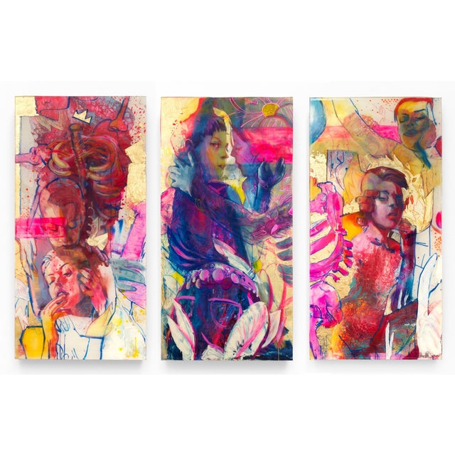 This is Not a Riot by Marc Scheff | Oil and Acrylic Painting of layered, colorful abstract figures For Sale
