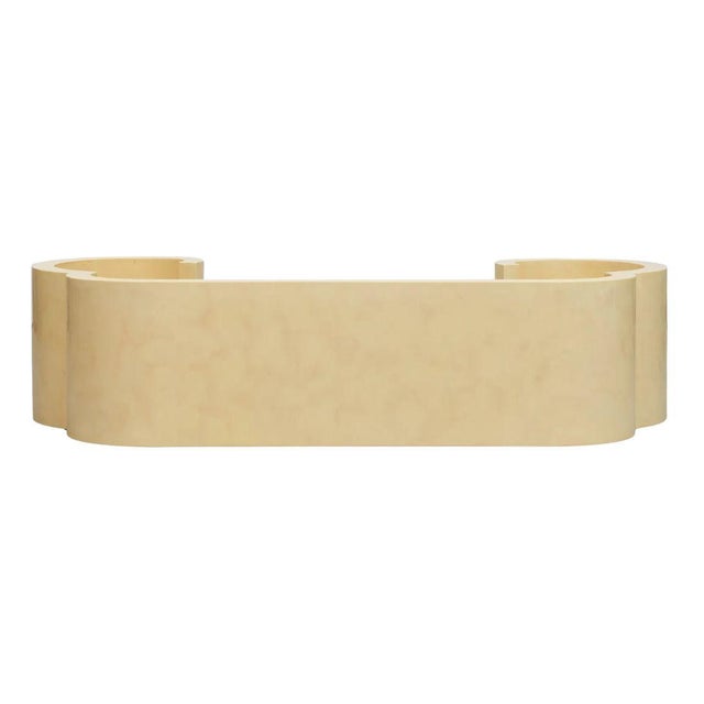 Karl Springer Karl Springer Style Cream Lacquer Curved Console Table With Asian Influence For Sale - Image 4 of 4