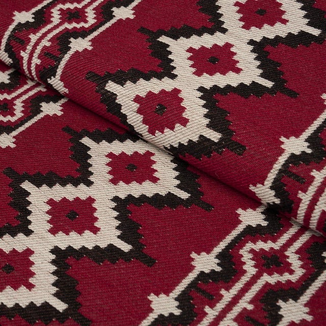 Schumacher Schumacher Pathway Fabric In Red For Sale - Image 4 of 5