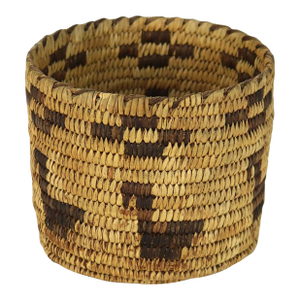 Vintage Southwest Native American Figural Woven Reed Basket 20thC