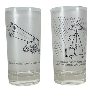 Pair of Mid-Century Frosted High Ball Glasses, Herb Gardner, 1959 For Sale