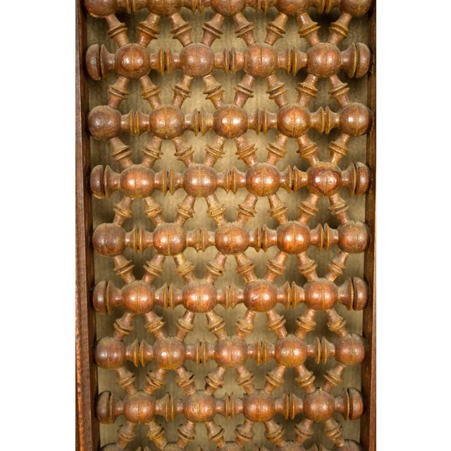 Late 19th Century Antique Aesthetic Three Panel Oak Lattice Folding Screen Room Divider - Set of 3 For Sale - Image 5 of 8