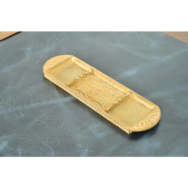 A gorgeous antique Arts & Crafts or Art Deco period gilt bronze Neoclassical or Adam style pen tray, desk tray, or ashtray...