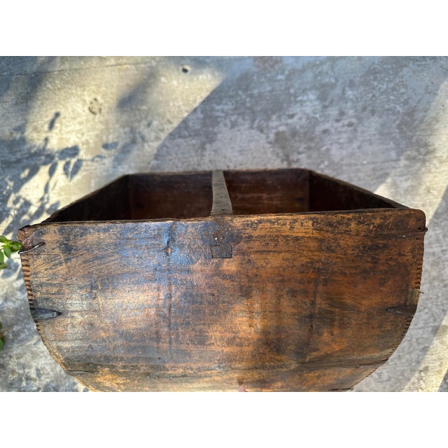 Brown Large Antique Japanese Primitive Wooden Rice Grain Box For Sale - Image 8 of 10