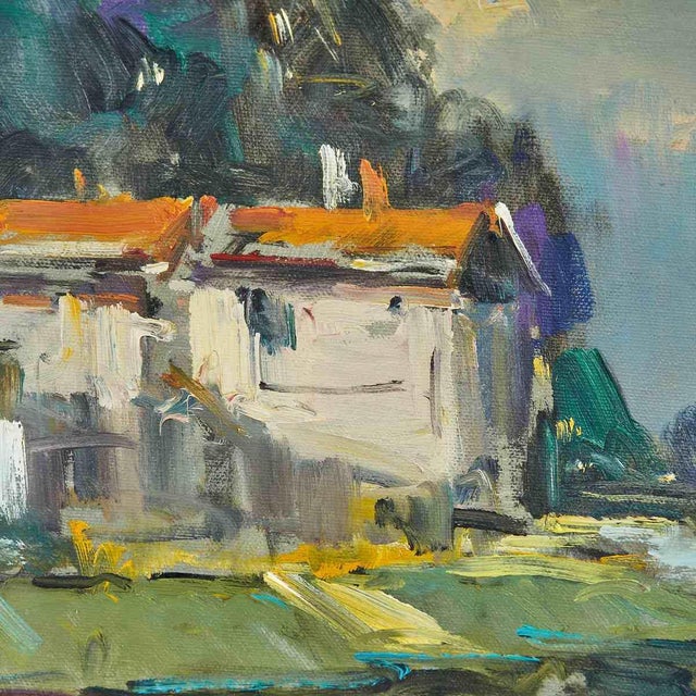 Renzo Piccoli, Marine Landscape, 1920s, Oil on Canvas For Sale - Image 3 of 7