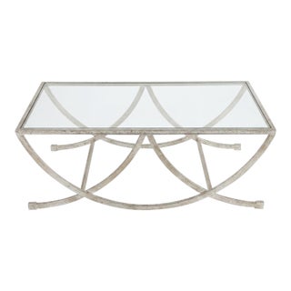 Contemporary Hollywood Regency Silver Leafed Coffee Table - Uttermost Attributed For Sale