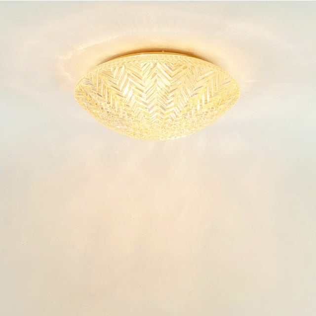 1970s Mid-Century/Art Deco Geometric Amber Glass Ceiling Light/Flush Mount From Limburg, Germany, 1970s For Sale - Image 5 of 8